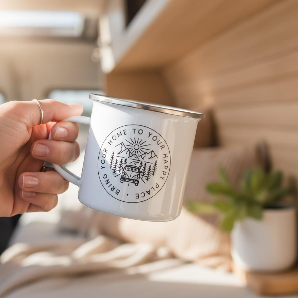 Personalised Camper Van Enamel Mug