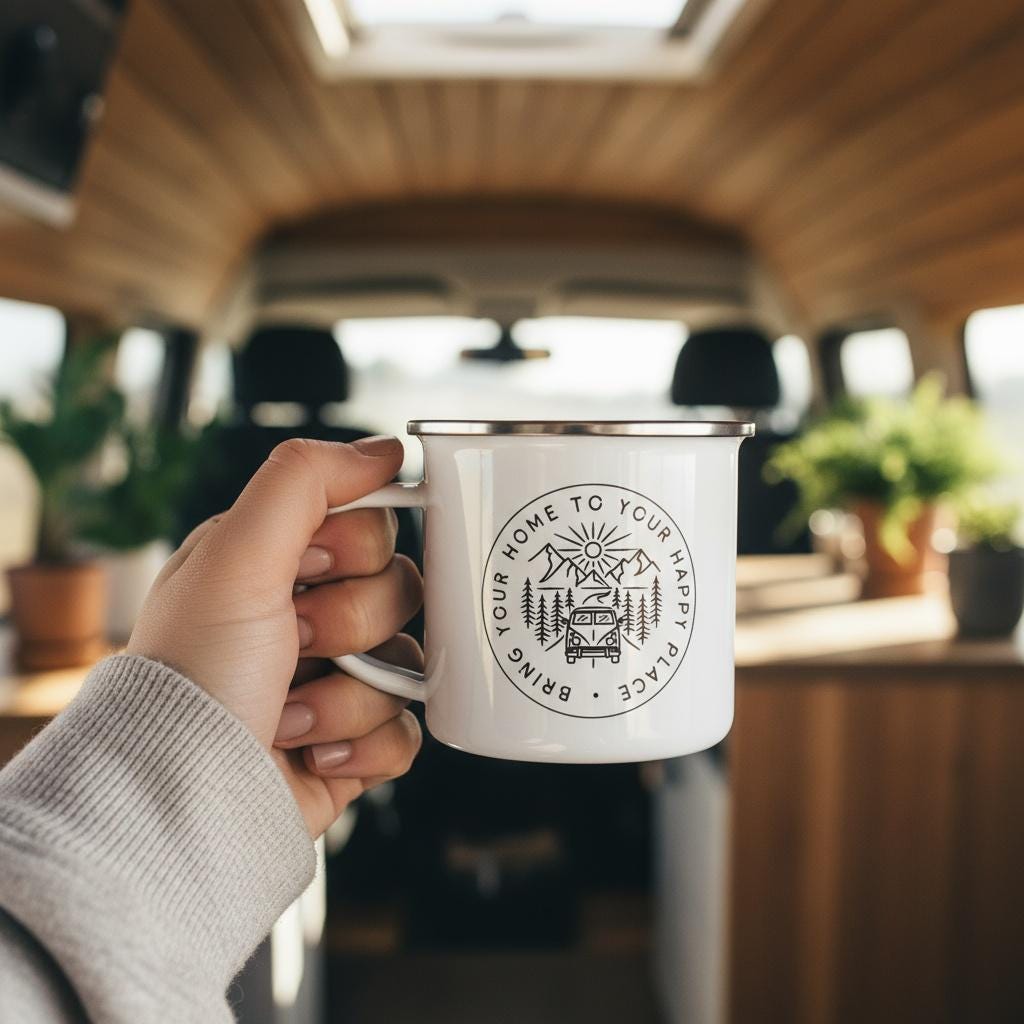 Personalised Camper Van Enamel Mug