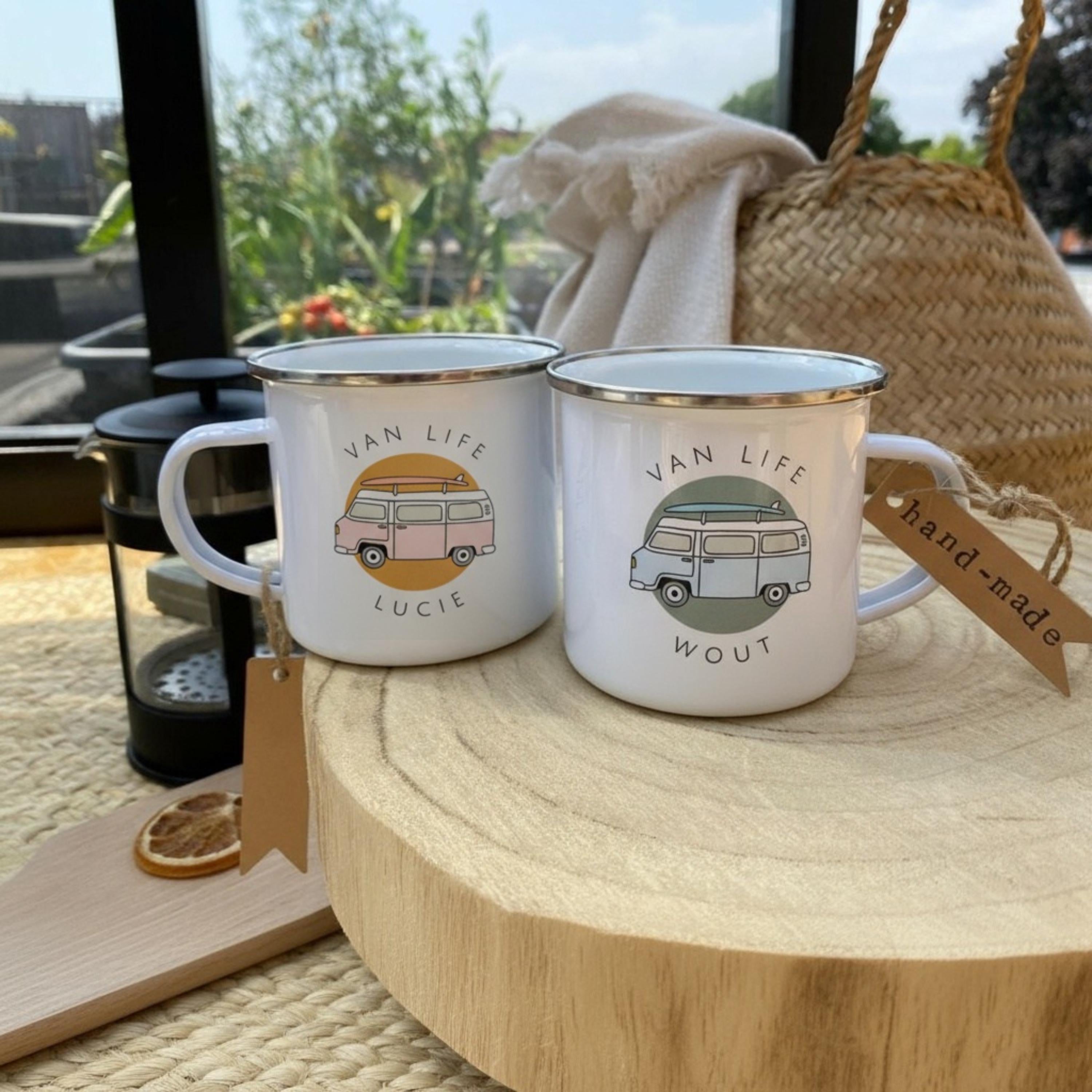 Personalized Van Life Enamel Mug For Couples