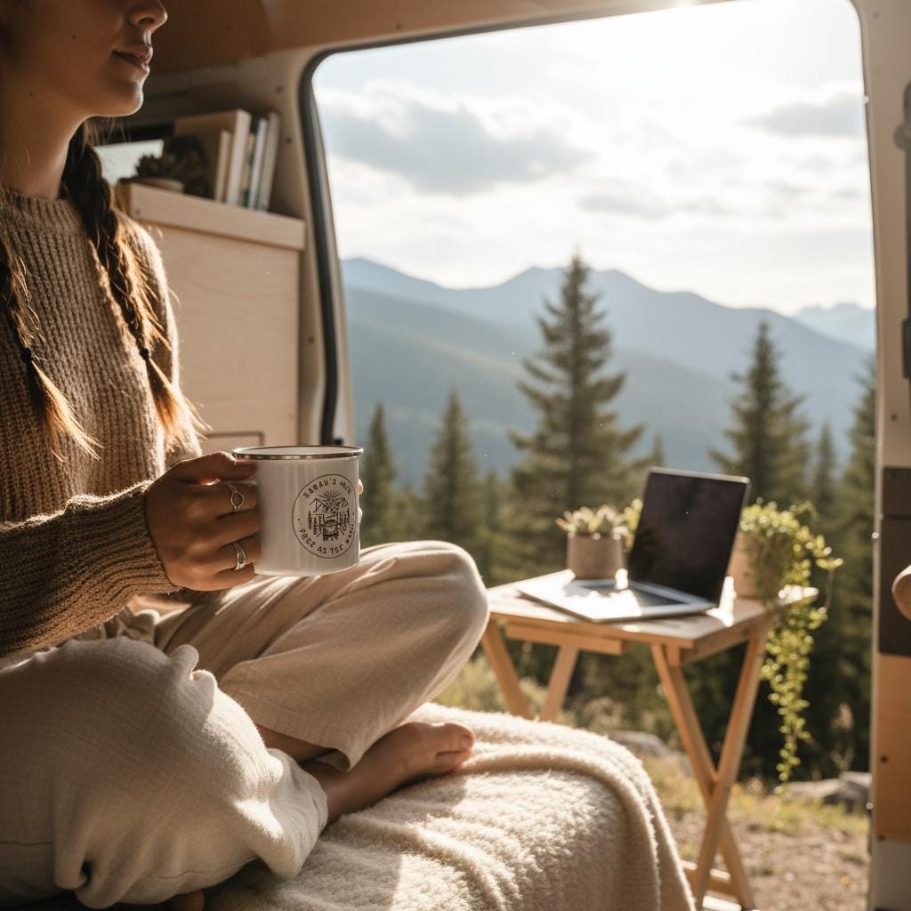 Personalised Camper Van Enamel Mug