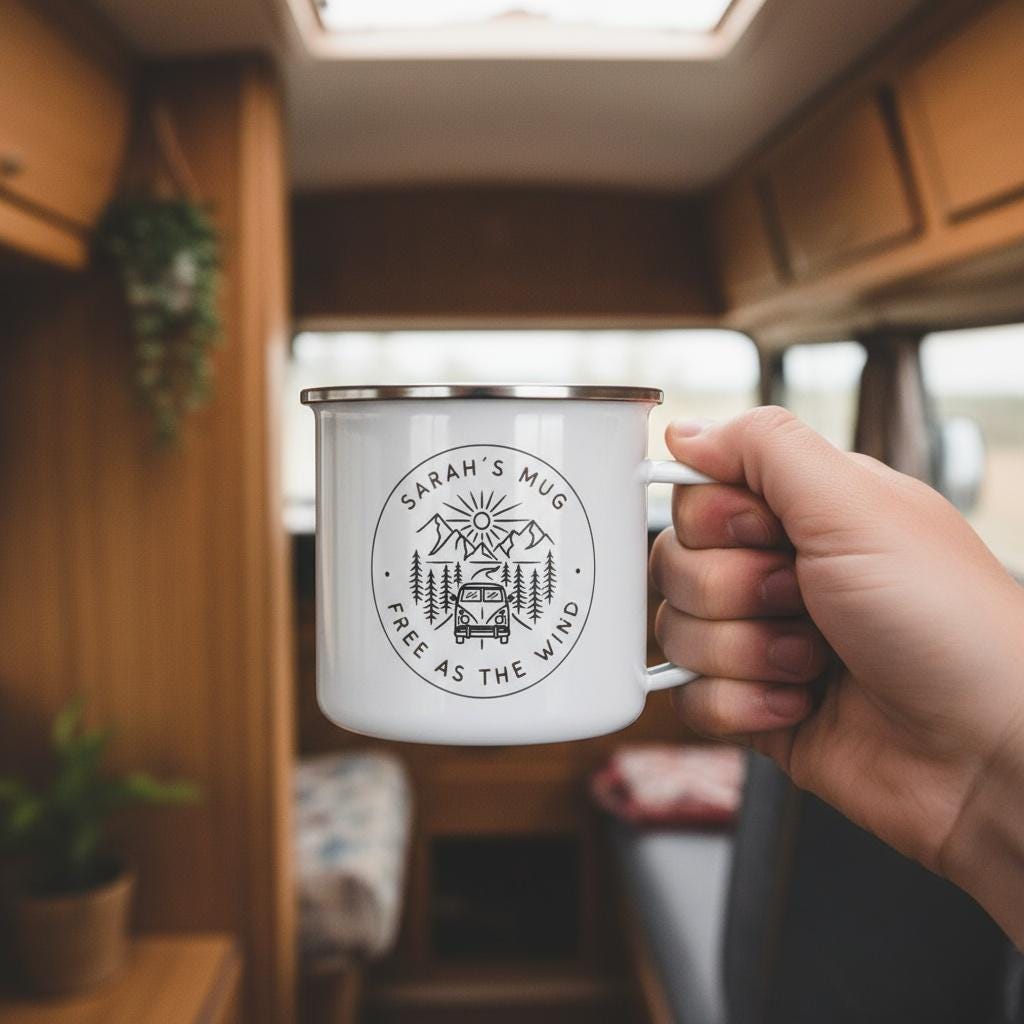 Personalised Camper Van Enamel Mug