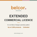 Belcor Designs Extended Commercial Licence for one seamless pattern, available for up to 5,000 products or unlimited use.