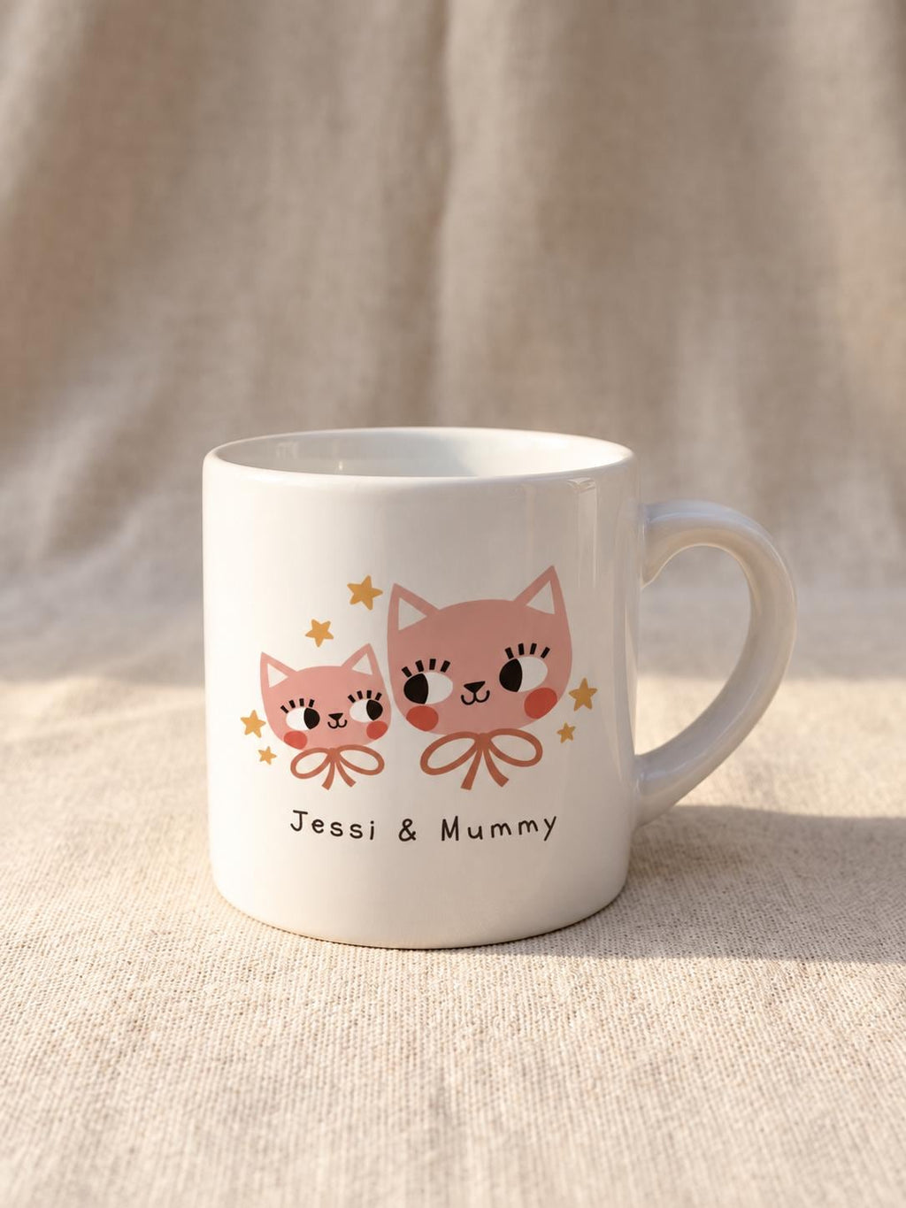 Personalised Mum and Child Cat Mugs
