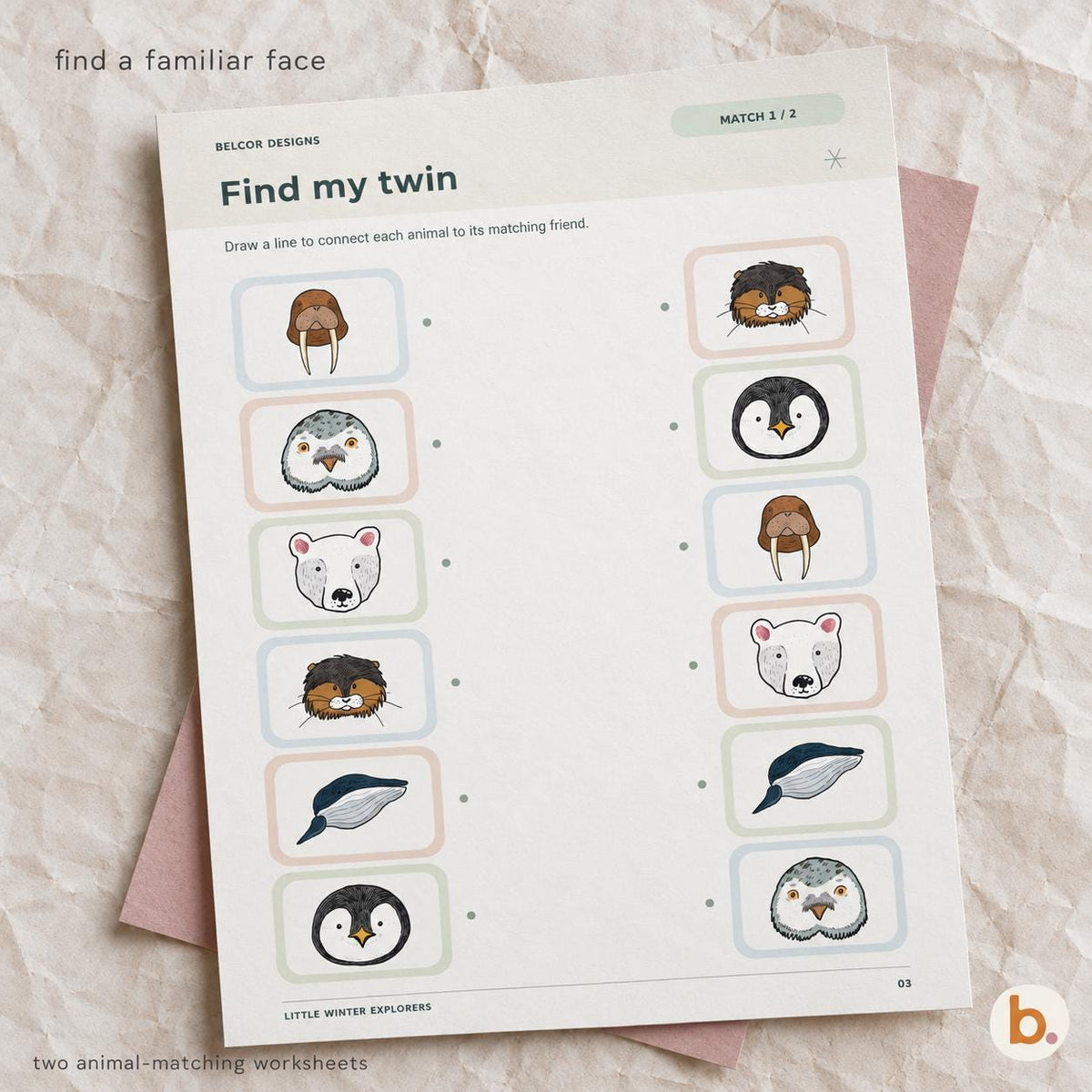 Winter animal pattern, size comparison and tracing activities