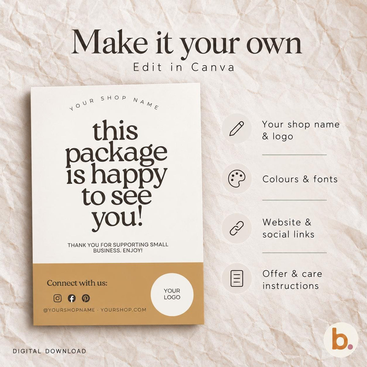 Edit the thank you card template in Canva