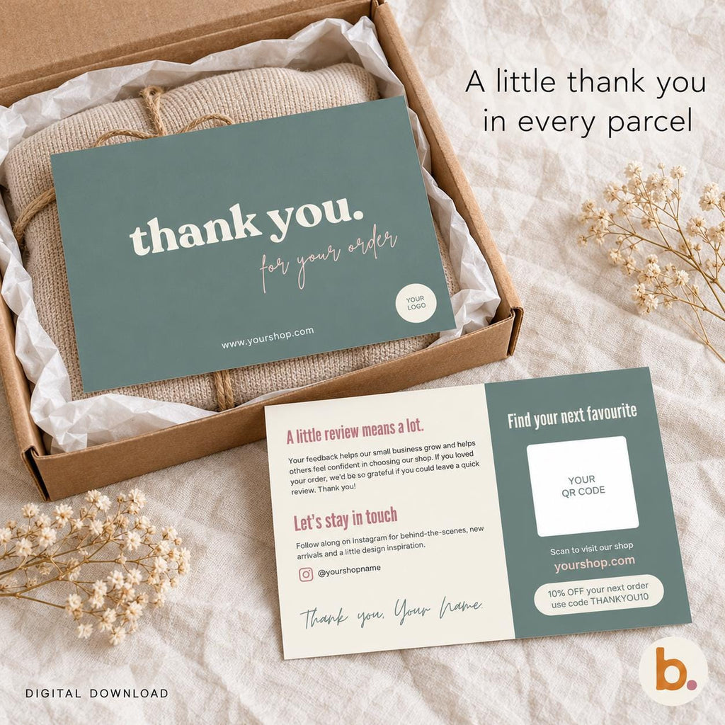Editable Thank You Card Template, Sage Green