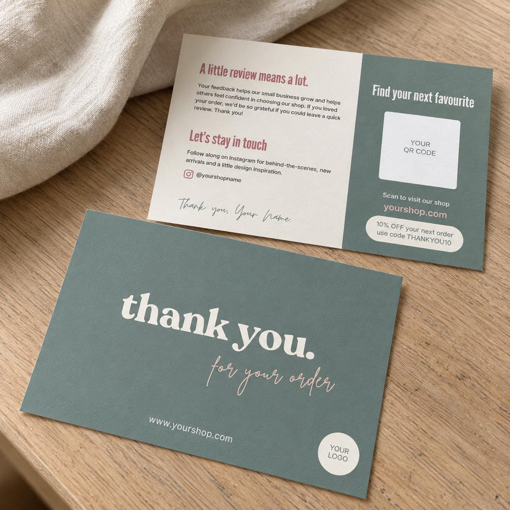 Editable Thank You Card Template, Sage Green
