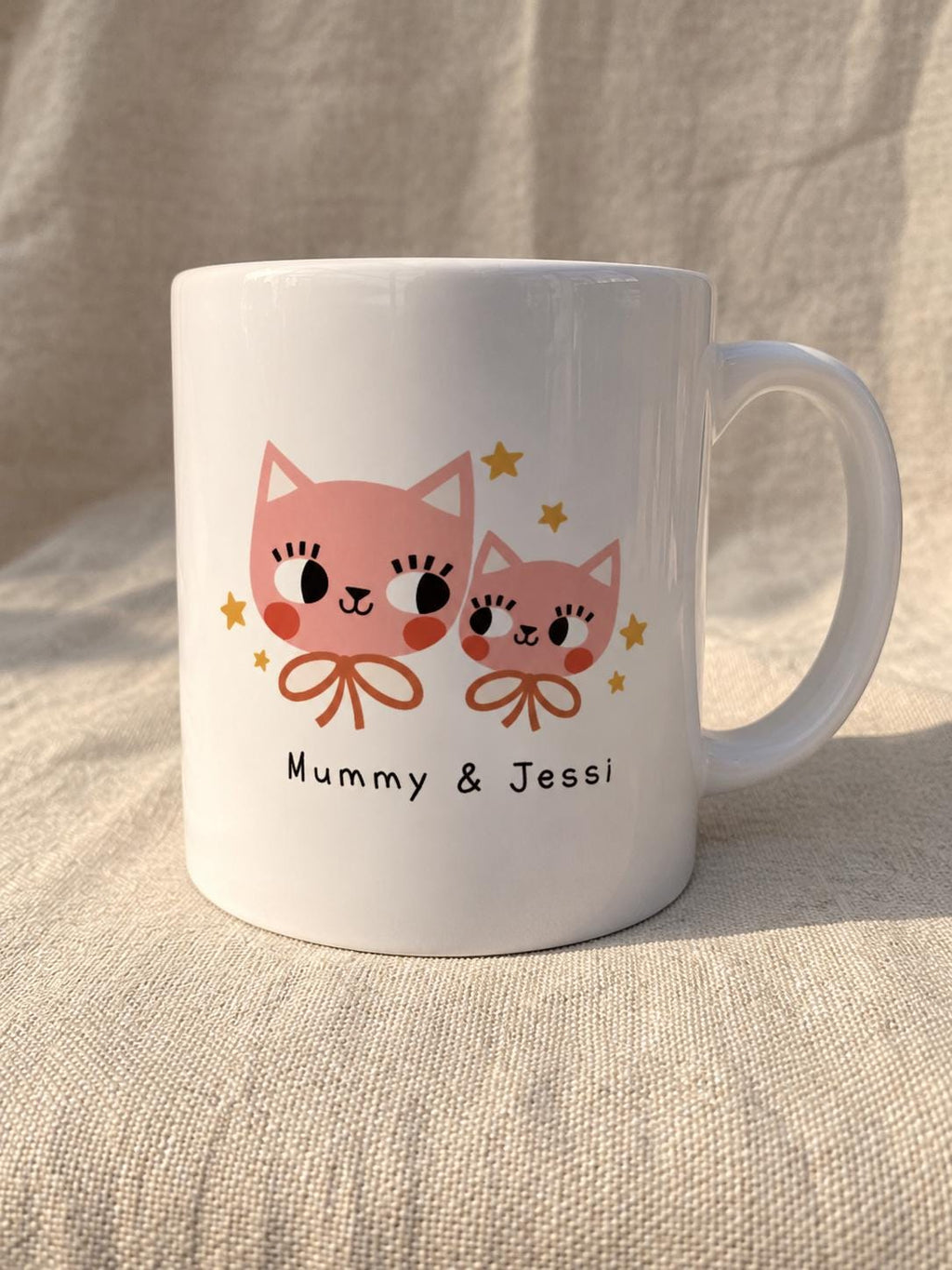 Personalised Mum and Child Cat Mugs