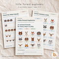 Forest animal activity pack for ages 3-5, printable preschool worksheets