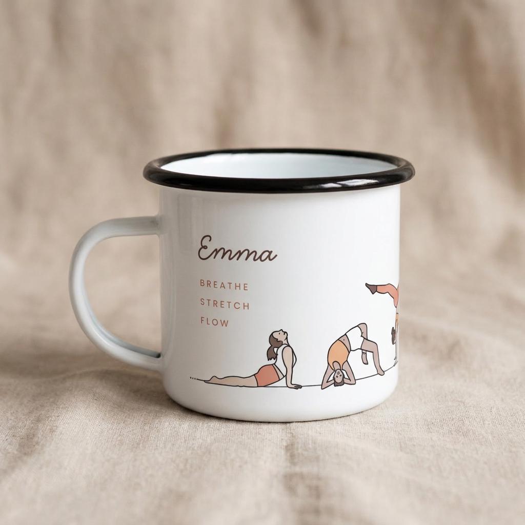 Personalised Yoga Mug, Breathe Stretch Flow