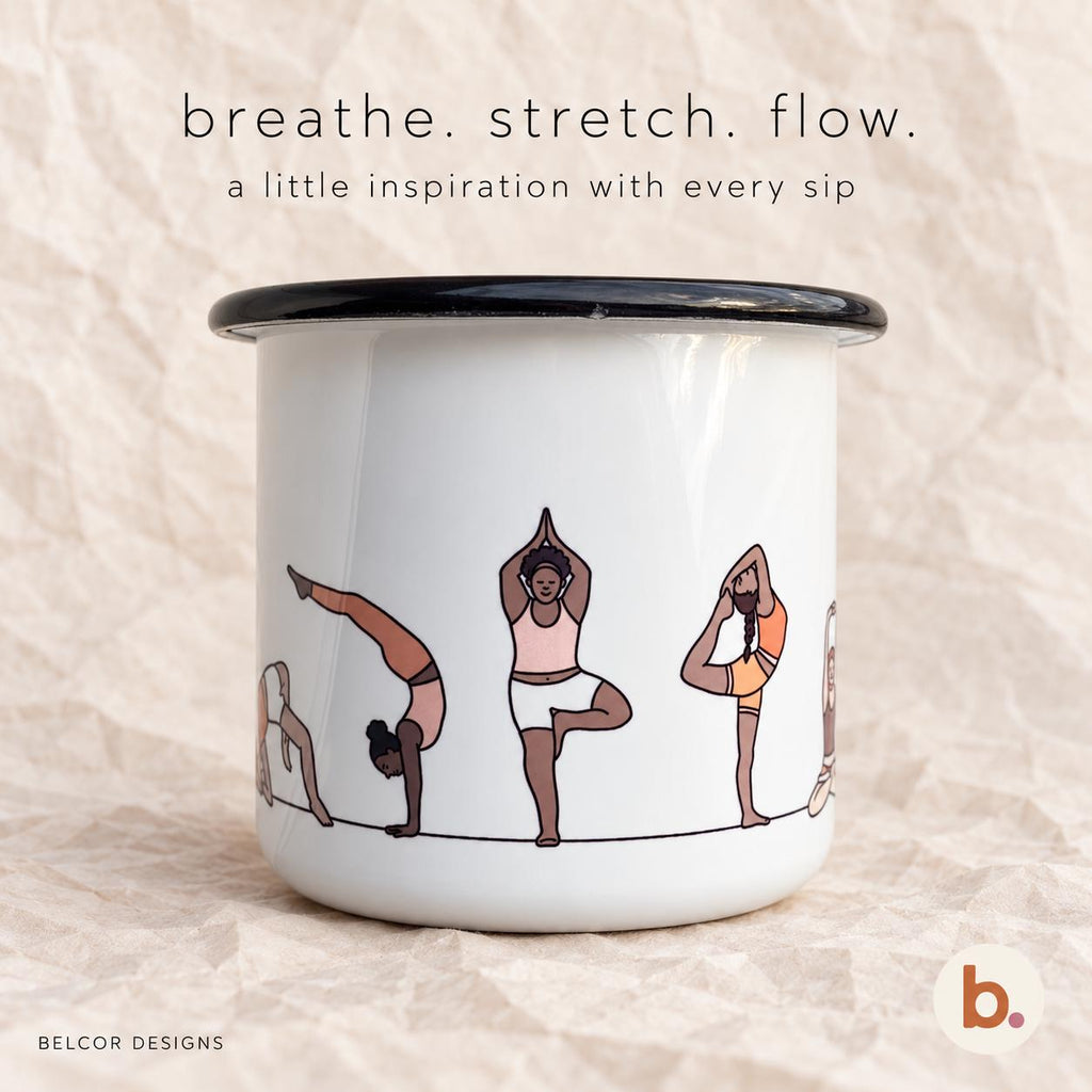 Personalised Yoga Mug, Breathe Stretch Flow