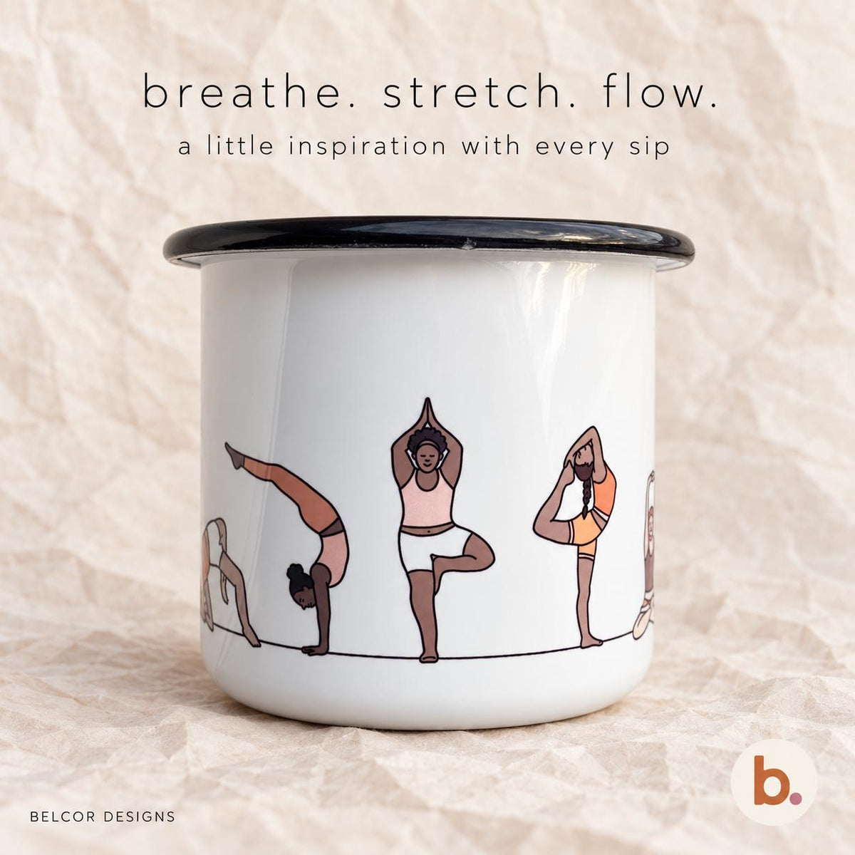 Personalised Yoga Mug, Breathe Stretch Flow