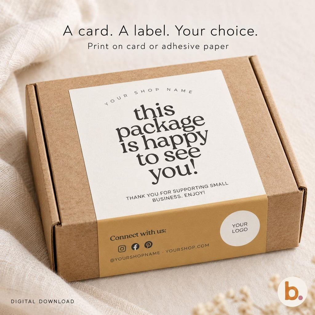 Thank you card on a shipping box